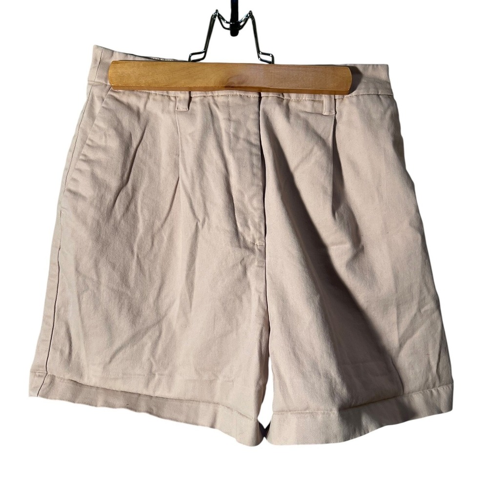 Primark Women's Size 4 High Waist Pleated Chino Shorts Light Baby Pink Stretch